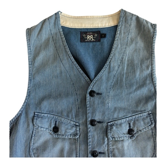 Ralph Lauren Double RL Men's Indigo Hickory Stripe Vest Size S - Picture 8 of 10